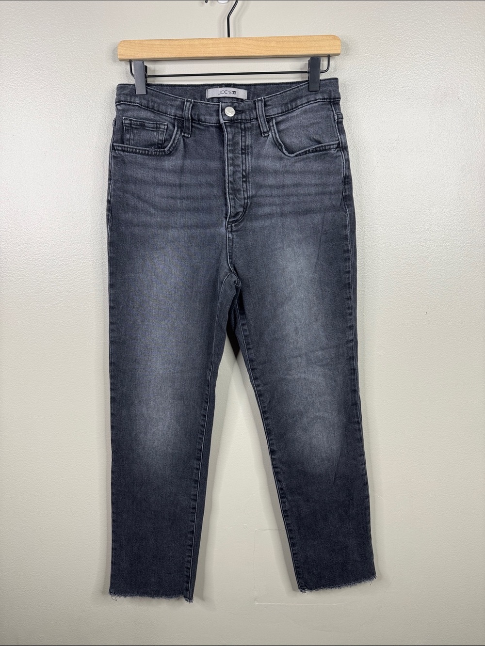 Joe's Jeans The OG Straight Ankle Button Fly Raw Hem Gray Jeans Womens Size 29